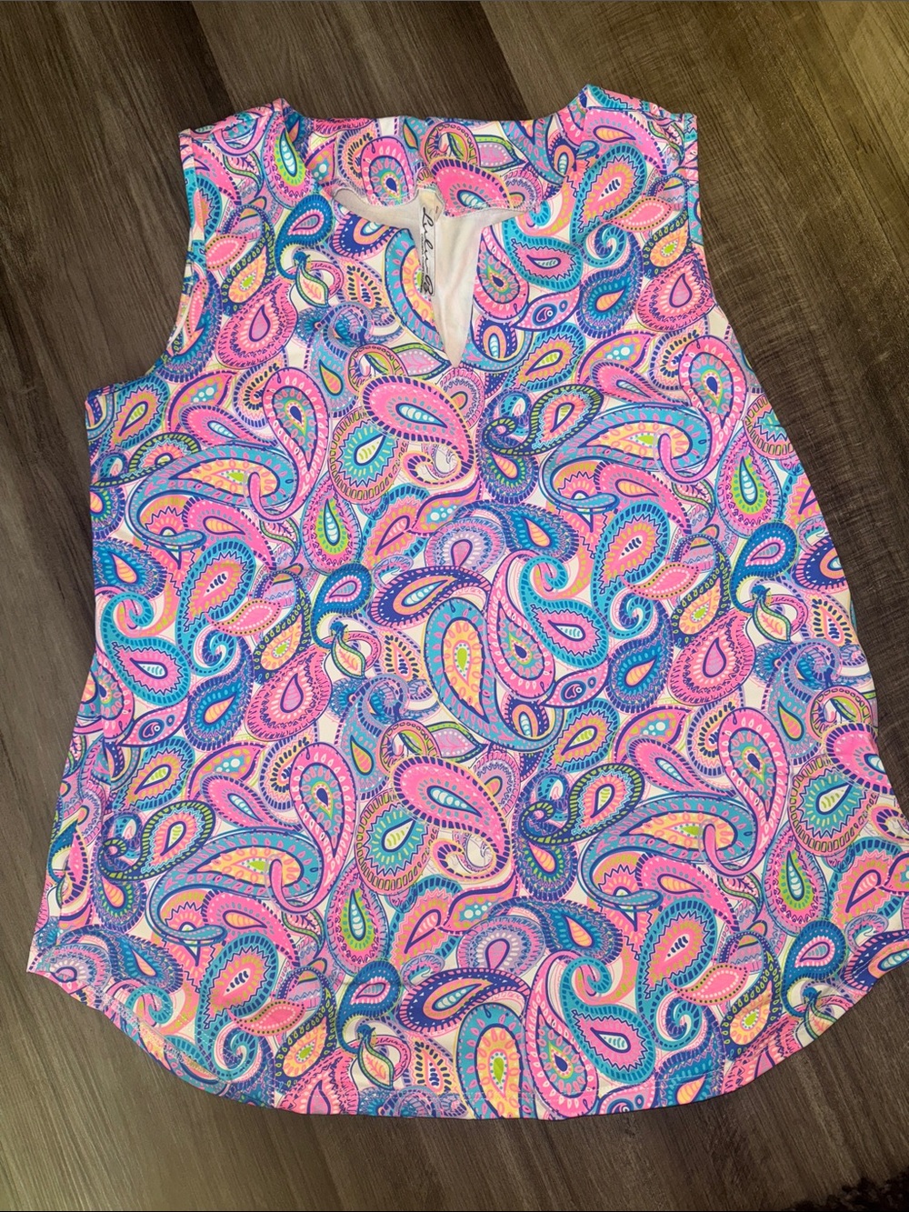 Lulu-B small top shirt womens paisley resort wear sleeveless stretchy